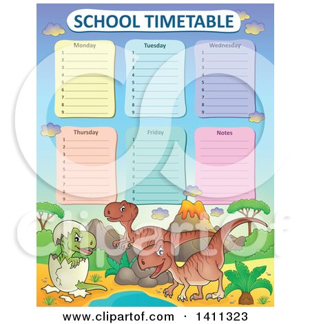 Clipart of a School Timetable with Dinosaurs - Royalty Free Vector Illustration by visekart