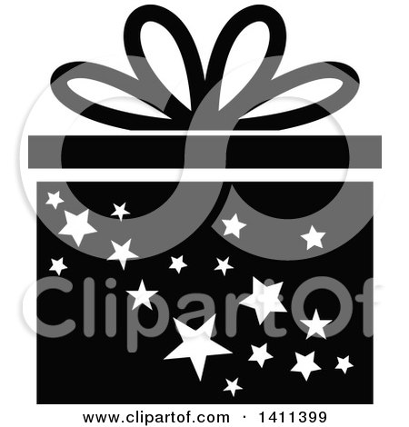 Clipart of a Black and White Gift Icon - Royalty Free Vector Illustration by dero