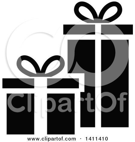 Clipart of a Black and White Gift Icon - Royalty Free Vector Illustration by dero