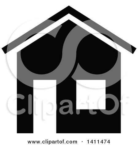 Clipart of a Black and White House Icon - Royalty Free Vector Illustration by dero