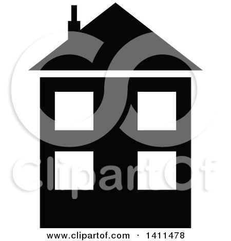 Clipart of a Black and White House Icon - Royalty Free Vector Illustration by dero