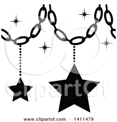 Clipart of a Black and White Christmas Star Decoration Icon - Royalty Free Vector Illustration by dero