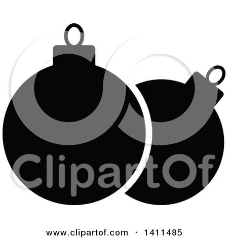 Clipart of a Black and White Christmas Bauble Icon - Royalty Free Vector Illustration by dero