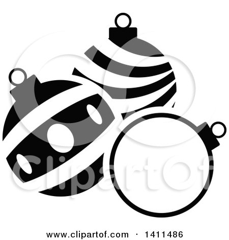 Clipart of a Black and White Christmas Bauble Icon - Royalty Free Vector Illustration by dero