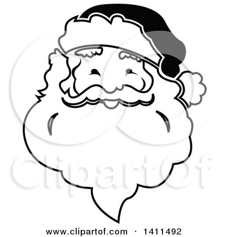 Clipart of a Black and White Christmas Santa Icon - Royalty Free Vector Illustration by dero