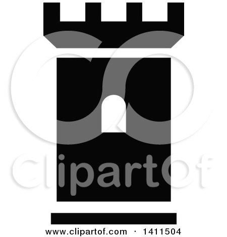 Clipart of a Black and White Urban Building Icon - Royalty Free Vector Illustration by dero