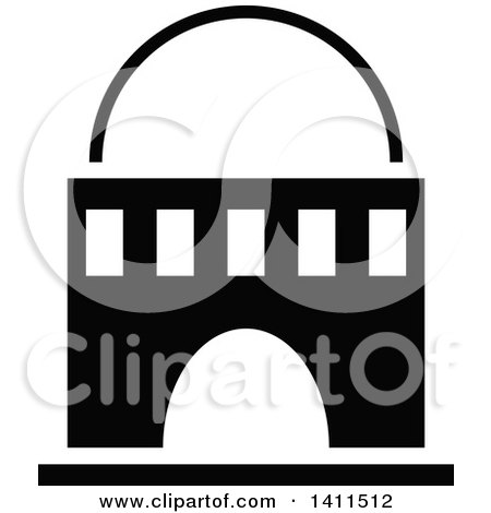 Clipart of a Black and White Building Icon - Royalty Free Vector Illustration by dero