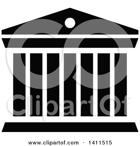 Clipart of a Black and White Building Icon - Royalty Free Vector Illustration by dero