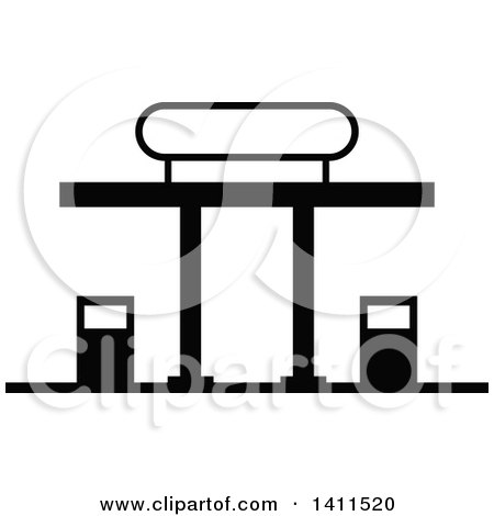 Clipart of a Black and White Gas Station Icon - Royalty Free Vector Illustration by dero