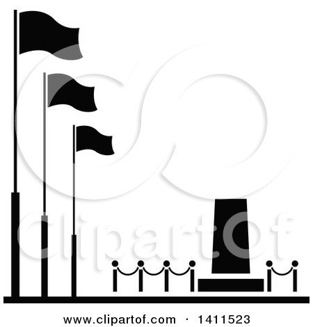 Clipart of a Black and White Memorial Icon - Royalty Free Vector Illustration by dero