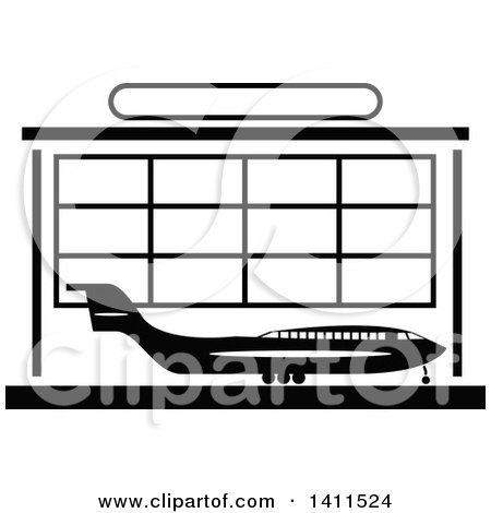 Clipart of a Black and White Airport Icon - Royalty Free Vector Illustration by dero