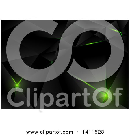 Clipart of a Background of Abstract Green Lights on Black - Royalty Free Vector Illustration by dero