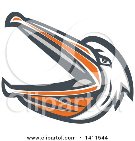 Clipart of a Retro Mad Pelican Bird with an Open Beak - Royalty Free Vector Illustration by patrimonio