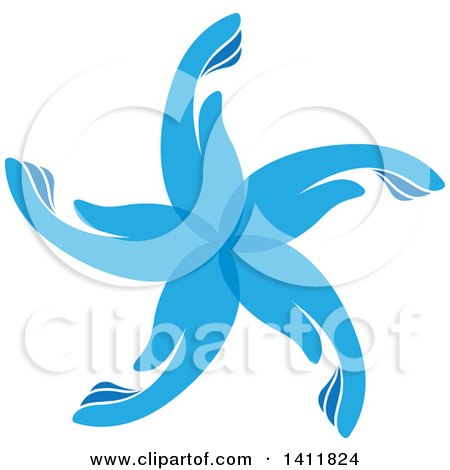 Clipart of a Circle, Flower or Windmill of Blue Human Hands - Royalty Free Vector Illustration by ColorMagic