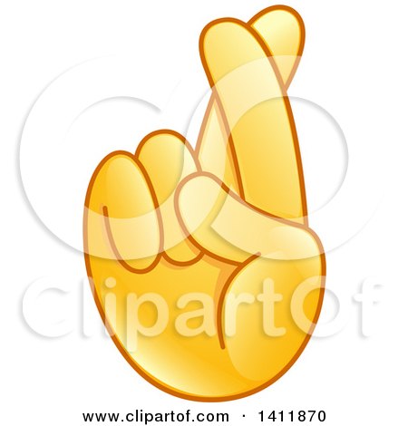 Clipart of a Hand Emoji with Crossed Fingers - Royalty Free Vector Illustration by yayayoyo