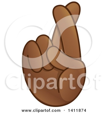 Clipart of a Hand Emoji with Crossed Fingers - Royalty Free Vector Illustration by yayayoyo