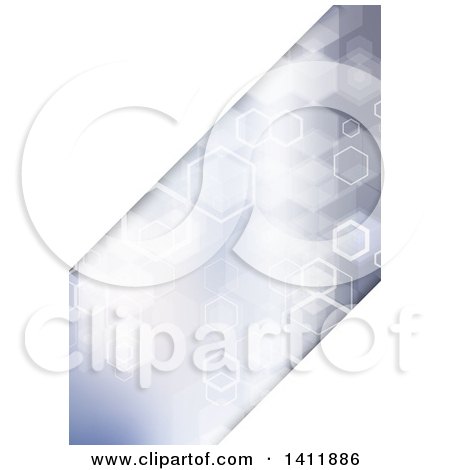 Clipart of a Background with a Panel of Hexagons and White Corners - Royalty Free Vector Illustration by KJ Pargeter