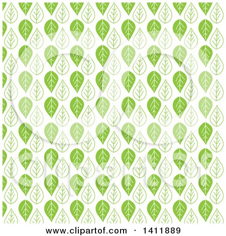 Clipart of a Green Leaf Pattern Background - Royalty Free Vector Illustration by KJ Pargeter