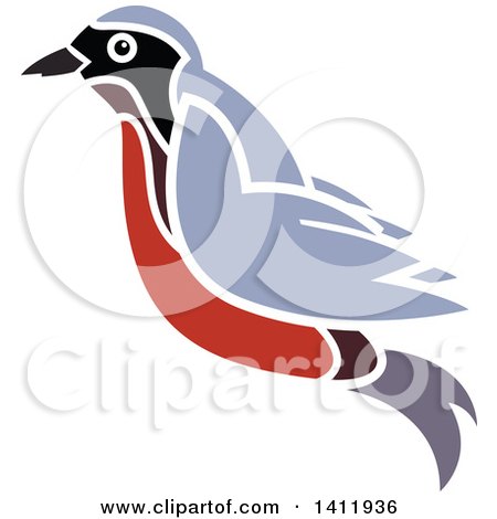 Clipart of a Flying Robin Bird - Royalty Free Vector Illustration by dero