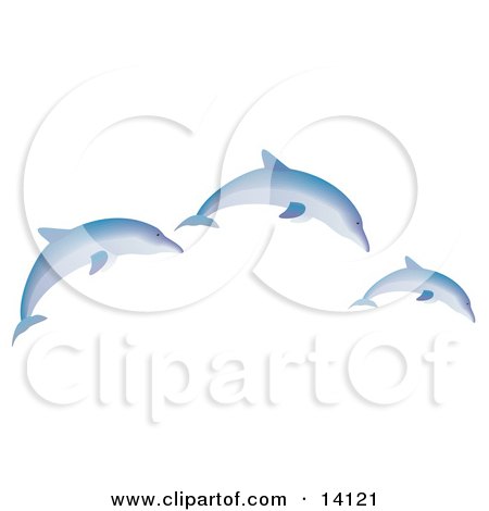 Three Blue Dolphins Jumping Wildlife Clipart Illustration by Rasmussen Images