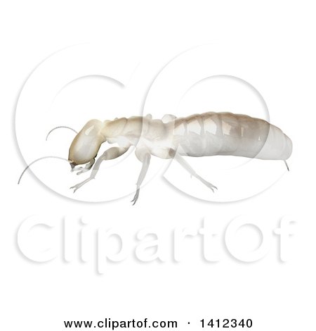 Clipart of a 3d Dampwood Termite Worker in Profile - Royalty Free Illustration by Leo Blanchette