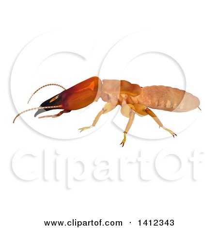 Clipart of a 3d Termite Soldier in Profile - Royalty Free Illustration by Leo Blanchette