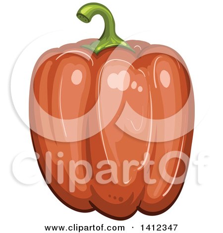 Clipart of a Red Bell Pepper - Royalty Free Vector Illustration by merlinul