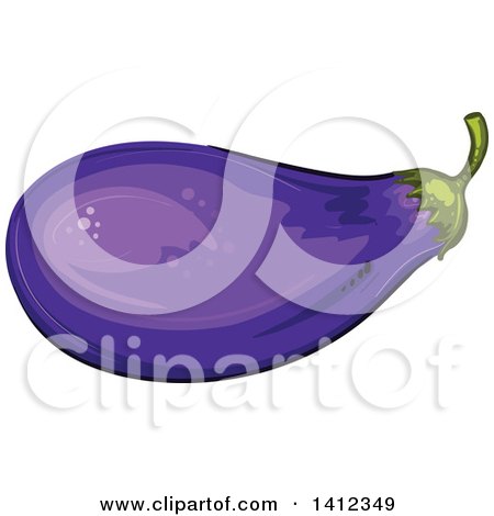Clipart of a Purple Eggplant - Royalty Free Vector Illustration by merlinul