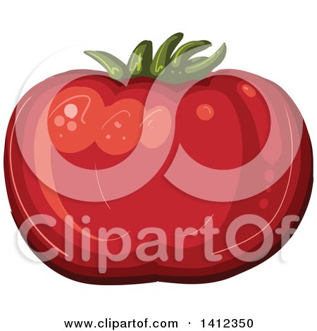 Clipart of a Plump Tomato - Royalty Free Vector Illustration by merlinul