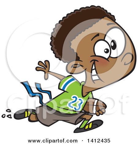Clipart of a Cartoon African American Boy Playing Flag Football - Royalty Free Vector Illustration by toonaday