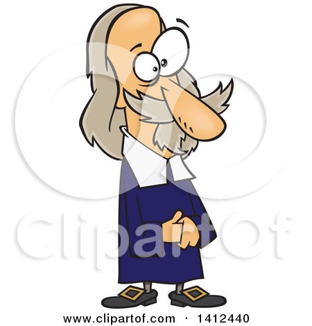 Clipart of a Cartoonman, Thomas Hobbes, Standing and Holding His Hands Together - Royalty Free Vector Illustration by toonaday