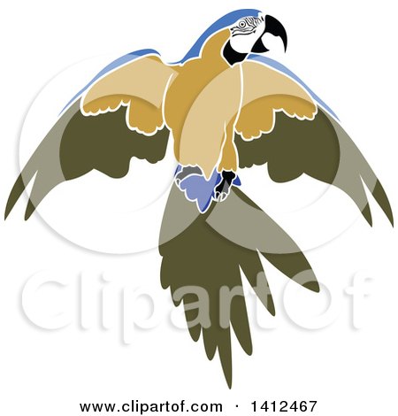 Clipart of a Blue Yellow and Green Parrot - Royalty Free Vector Illustration by dero