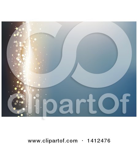 Clipart of a Background with Sparkly Lights and Waves on Blue - Royalty Free Vector Illustration by dero