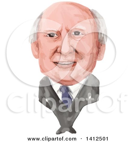 Clipart of a Sketched Caricature of Michael Daniel Higgins, the Ninth President of Ireland - Royalty Free Vector Illustration by patrimonio