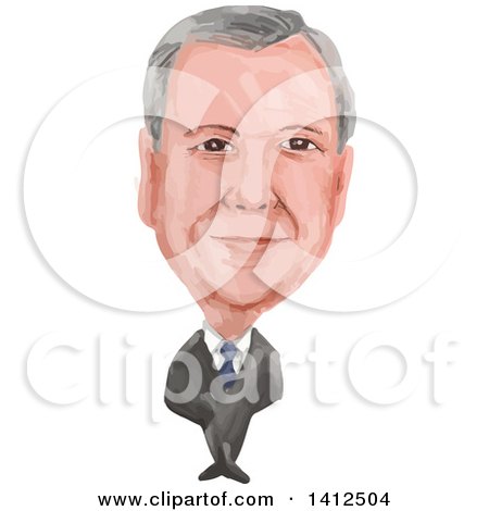 Clipart of a Watercolor Caricature of Nigel Paul Farage, a British Politician, MP and the Leader of the UK Independence Party UKIP - Royalty Free Vector Illustration by patrimonio