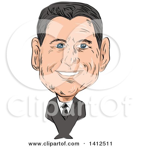 Clipart of a Sketched Caricature of Paul Davis Ryan, Speaker of the U.S. House of Representatives and Republican Party Senator - Royalty Free Vector Illustration by patrimonio