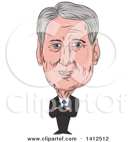 Clipart of a Sketched Caricature of Philip Anthony Hammond PC MP, British Conservative Politician and Chancellor of the Exchequer - Royalty Free Vector Illustration by patrimonio