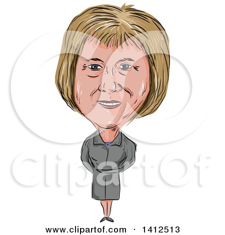 Clipart of a Sketched Caricature of Theresa Mary May, Prime Minister of the United Kingdom and Leader of the Conservative Party - Royalty Free Vector Illustration by patrimonio