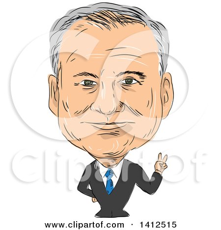 Clipart of a Sketched Caricature of Timothy Michael "Tim" Kaine, American Attorney, Politician, Senator and United States Democrat Vice President Candidate - Royalty Free Vector Illustration by patrimonio
