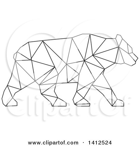 Clipart of a Black and White Low Polygon Style American Black Bear - Royalty Free Illustration by patrimonio