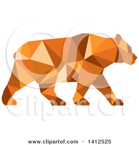 Clipart of a Low Polygon Style American Black Bear in Orange Tones - Royalty Free Illustration by patrimonio