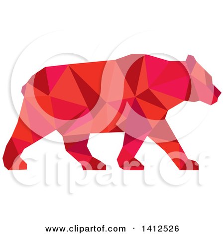Clipart of a Low Polygon Style American Black Bear in Red Tones - Royalty Free Illustration by patrimonio