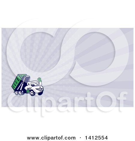 Clipart of a Cartoon Dump Truck Mascot Waving and Rays Background or Business Card Design - Royalty Free Illustration by patrimonio