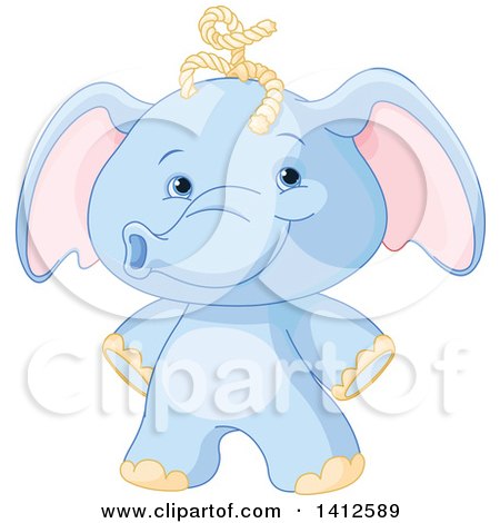 Clipart of a Cute Blue Baby Elephant - Royalty Free Vector Illustration by Pushkin