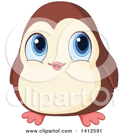 Clipart of a Cute Baby Penguin with Big Blue Eyes - Royalty Free Vector Illustration by Pushkin