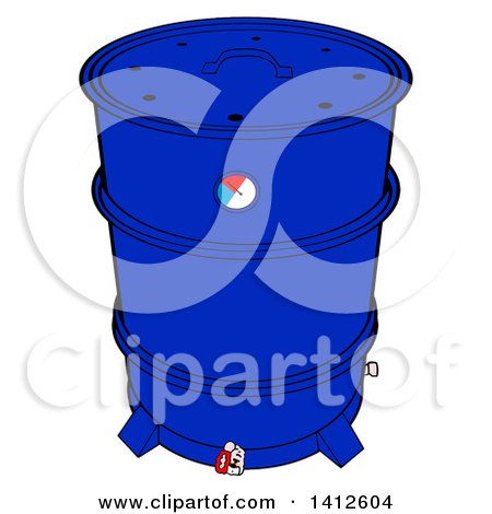 Clipart of a Cartoon Blue Drum Bbq Smoker - Royalty Free Vector Illustration by LaffToon