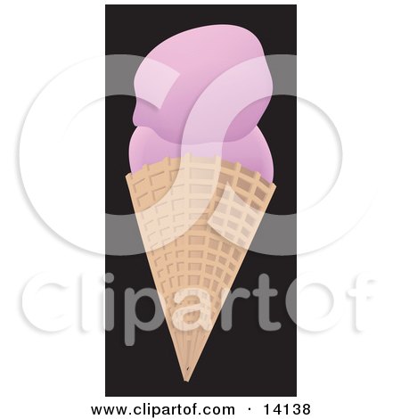 Two Scoops of Strawberry Ice Cream in a Waffle Cone Food Clipart Illustration by Rasmussen Images