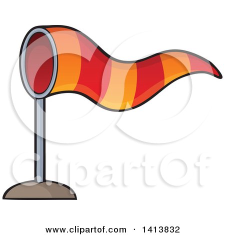 Clipart of a Red and Orange Airport Windsock - Royalty Free Vector Illustration by visekart