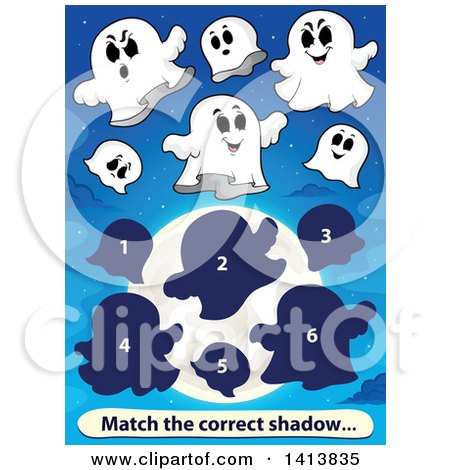 Clipart of a Matching Game with Ghosts - Royalty Free Vector Illustration by visekart