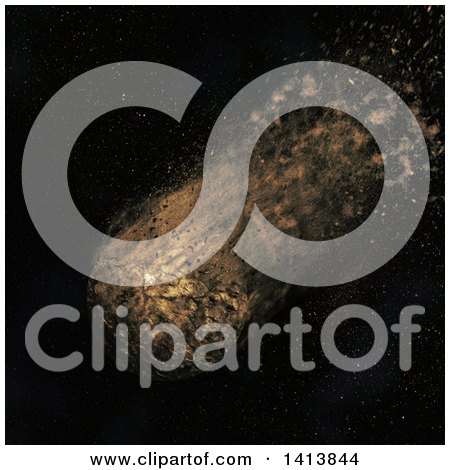 Clipart of a 3d Asteroid and Trail - Royalty Free Illustration by KJ Pargeter